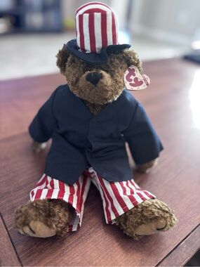 Ty Bear 1993 The Attic Treasures Collection. Samuel. Red,white & blue bear
